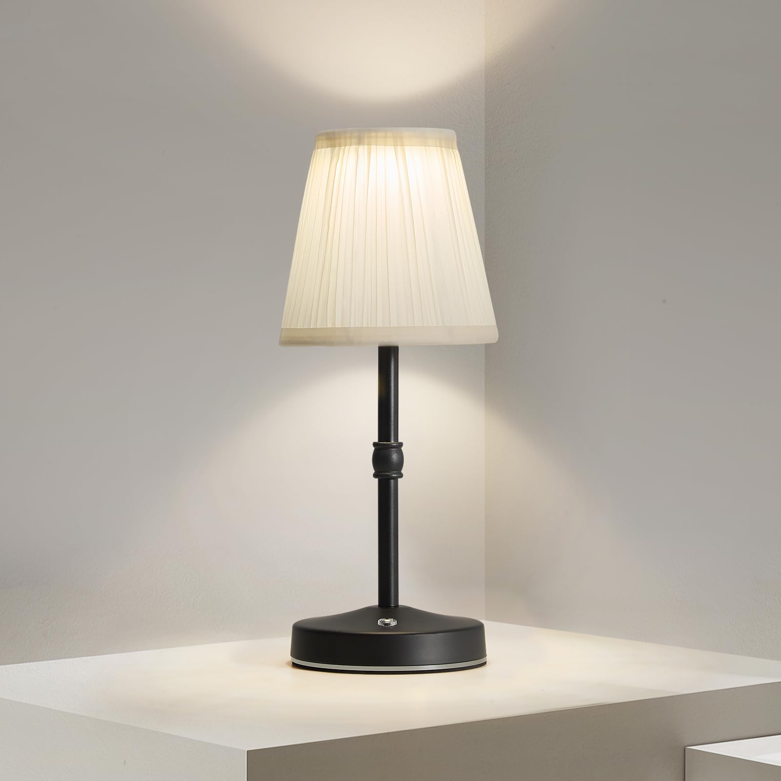 Kpshine 5W Led Cordless Lamps Rechargeable,3000Mah Battery Operated Table Lamp,3000K 2 Level Dimmable Mini Lamp,No Wire Antique Black Lamp,Cordless Lamps For Tables(Black,H11.4)