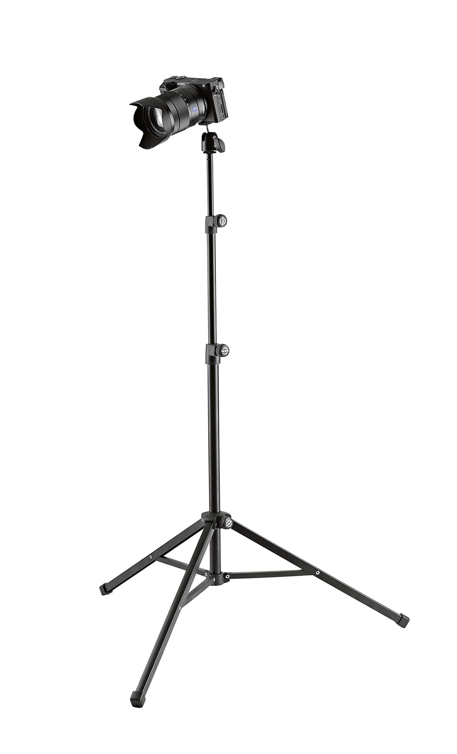 K&M König & Meyer 19784.100.55 Camera Stand  Stable And Foldable Camera Tripod And Webcam Stand To Mount Equipment Up To 2.204 Lbs  1/4” Connection Thread And Adjustable Tilt-Angle Up To 90°  Black