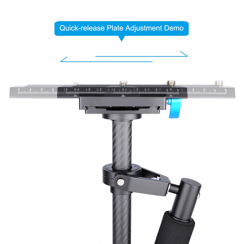 Zerone Carbon Fiber Handheld Stabilizer With Quick Release Plate, Shock Absorption Design, Non Slip Handle Compatible With Cameras (-Ys01943-01)
