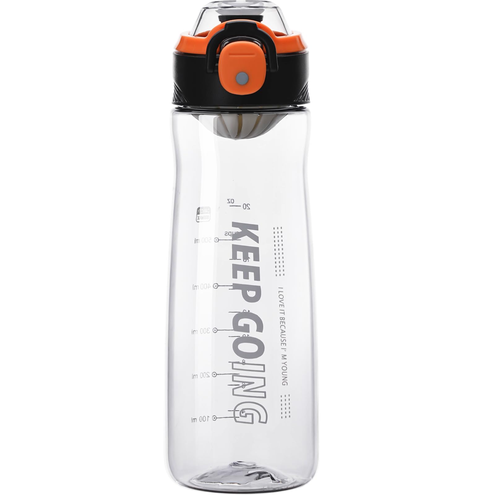 27Oz Reusable Plastic Water Bottle, Clear With Measurements, Sports Bottle For Running, Gym, Hiking
