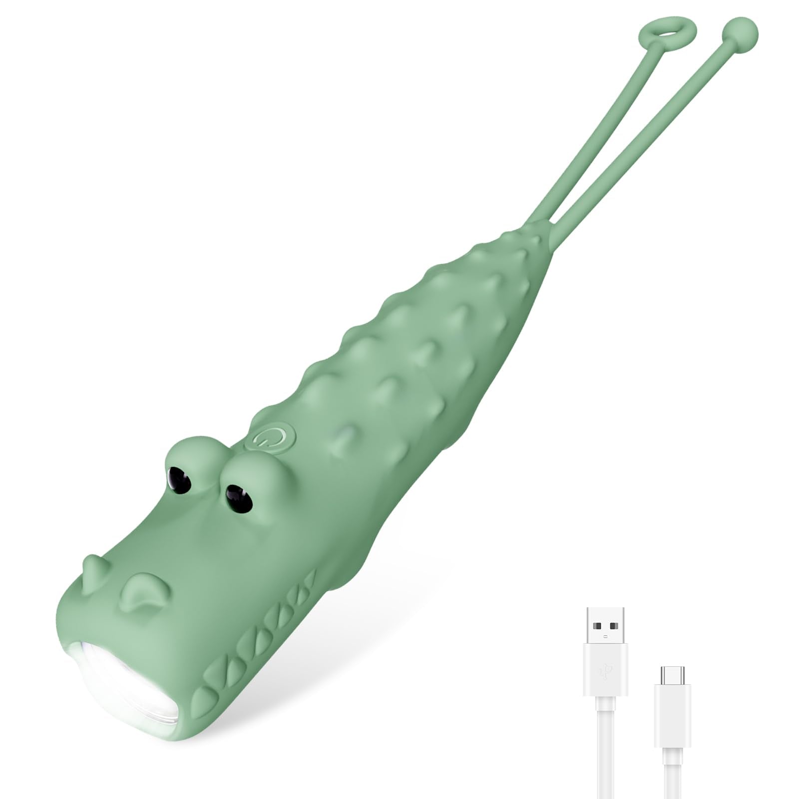 Loveruis Rechargeable Flashlights For Boys Kids Flashlights Cool Toy Dimmable Silicon Toddler Flashlight With Keychain Camping, Birthday  For Boys Children Ages 3-12 (Crocodile)