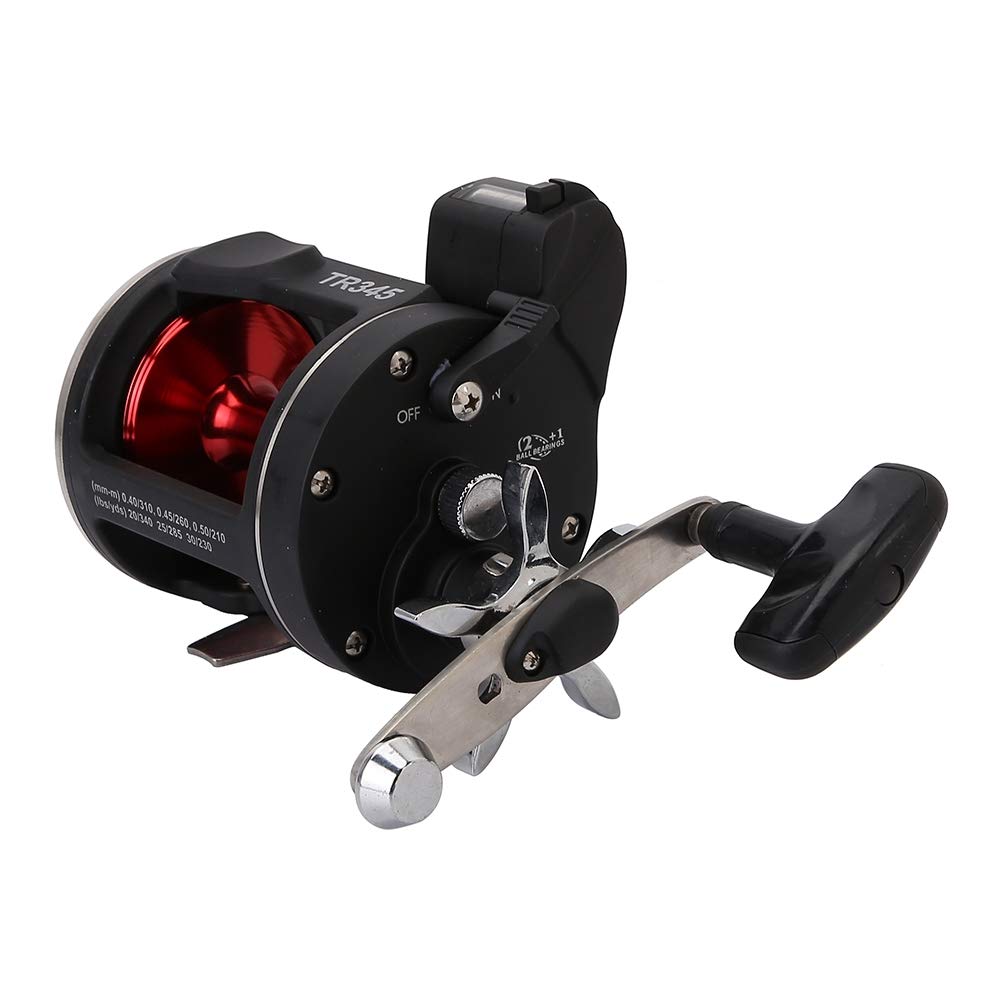 Vbestlife Fishing Reel,Trolling Reels Equipped With Line Counter Black Trolling Saltwater Offshore Reel Wheel