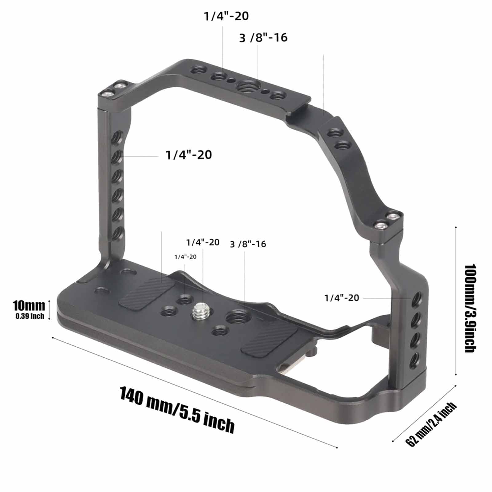 Acogedor Camera Cage For Nikon Z50, Video Camera Cage Rig With 1/4 & 3/8 Thread, For Arca Port Quick Release Plate, Aluminum Video Cage Rig Stabilizer