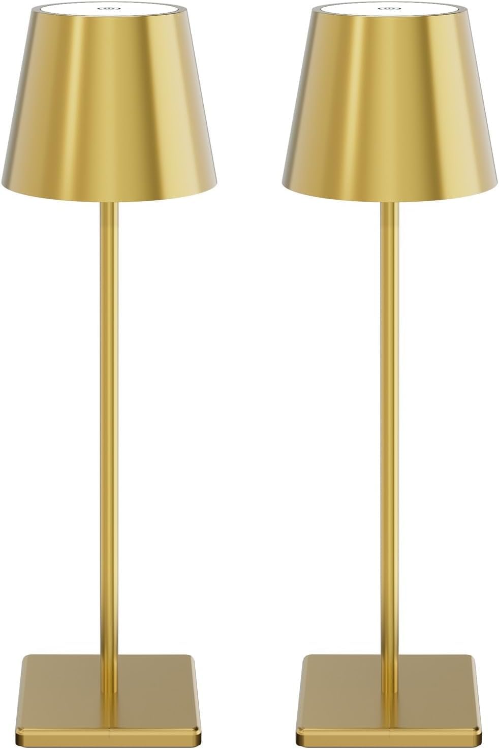 Howskys 2 Pack Cordless Table Lamps, 5500Mah Battery Powered, 3000K Warm White Rechargeable, Ip54 Indoor/Outdoor (Gold)