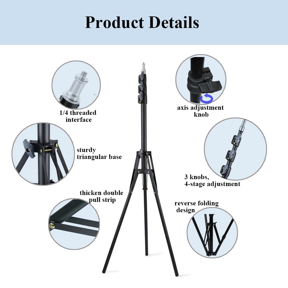 Hantaq Mini Tripod Stand, Mini Projector Camera Stand Holder, Portable Projector Photography Light Stand Flexibly Adjustable Height 26-60 Floor Stand, With 360°Rotatable Ball Head