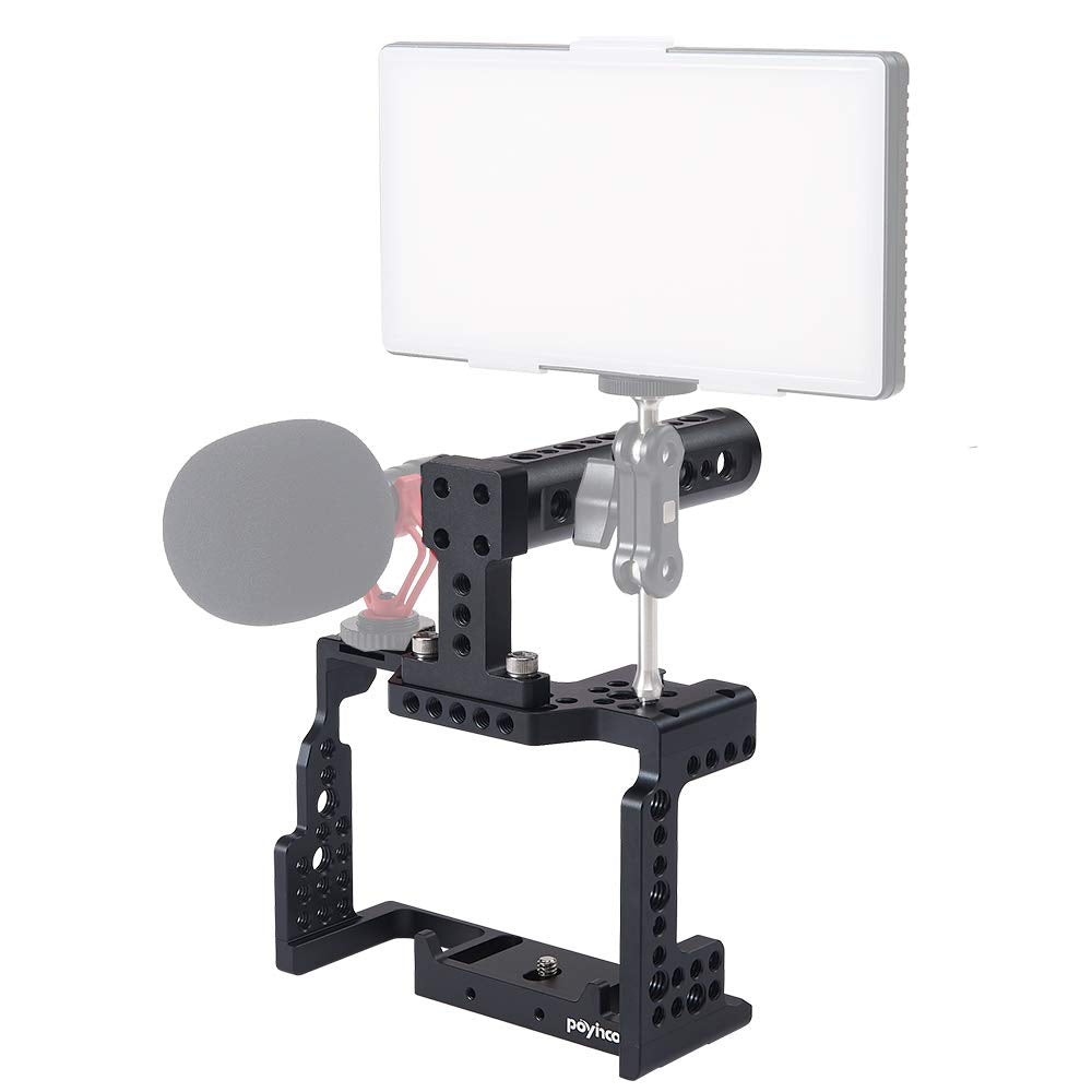 Poyinco Camera Cage Kit For Sony A7 Ii/A7 Iii/A7 Sii/A7M3/A7 Rii/A7 Riii With Cold Shoe Mounts，Top Handle，Threaded Holes For Professional