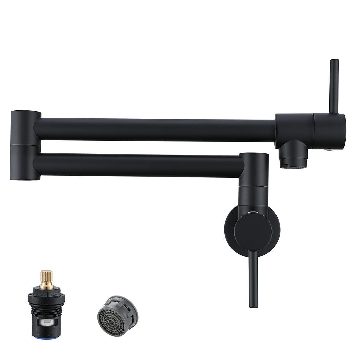 Random Pot Filler Faucet Black Pot Filler Over Stove Faucet Brass Wall Mount Kitchen Folding Faucet Double Joint Swing Arms.Rd-81997-Mb