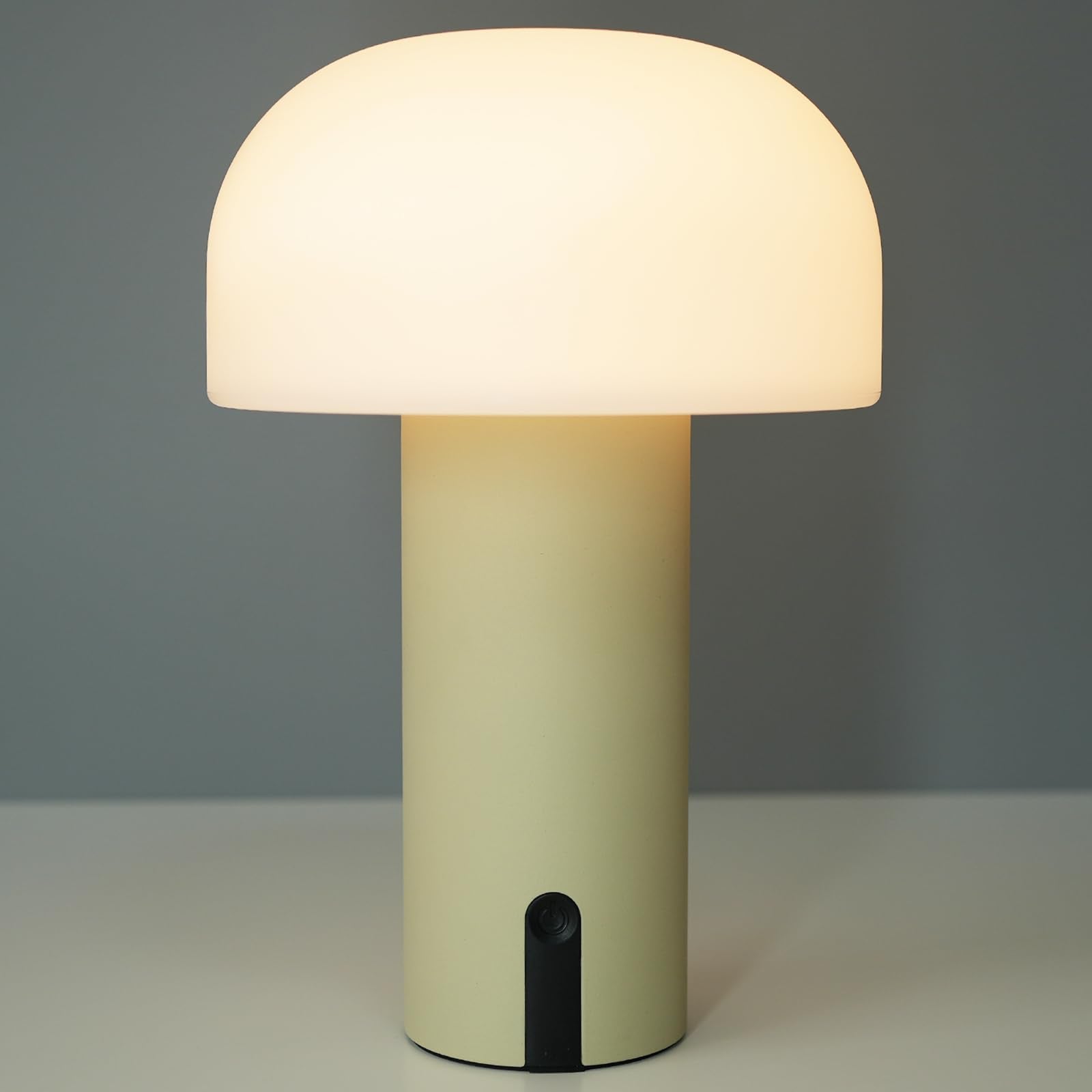 Weilailux Cordless Mushroom Table Lamp, Waterproof Shower Lamp, Battery Operated Table Lamp Rechargeable, Touch Dimmable Night Light For Bedroom/Patio/Camping/Dinning/Outdoor (Khaki)