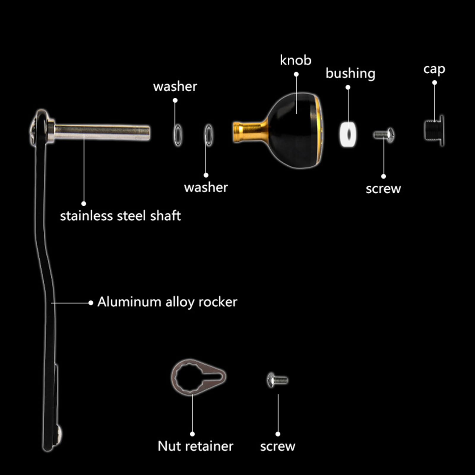 Heoter Single Fishing Reel Handle Metal Fishing Reel Replacement Fishing Tackle Tools For Low Reel
