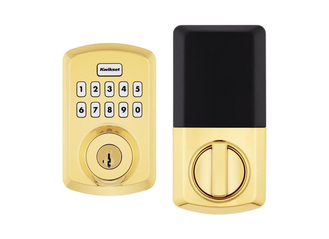Kwikset 9240Trl-L03 Traditional Powerbolt Electronic Smartcode Deadbolt With Rcal Latch And Rcs Strike Lifetime Brass Finish