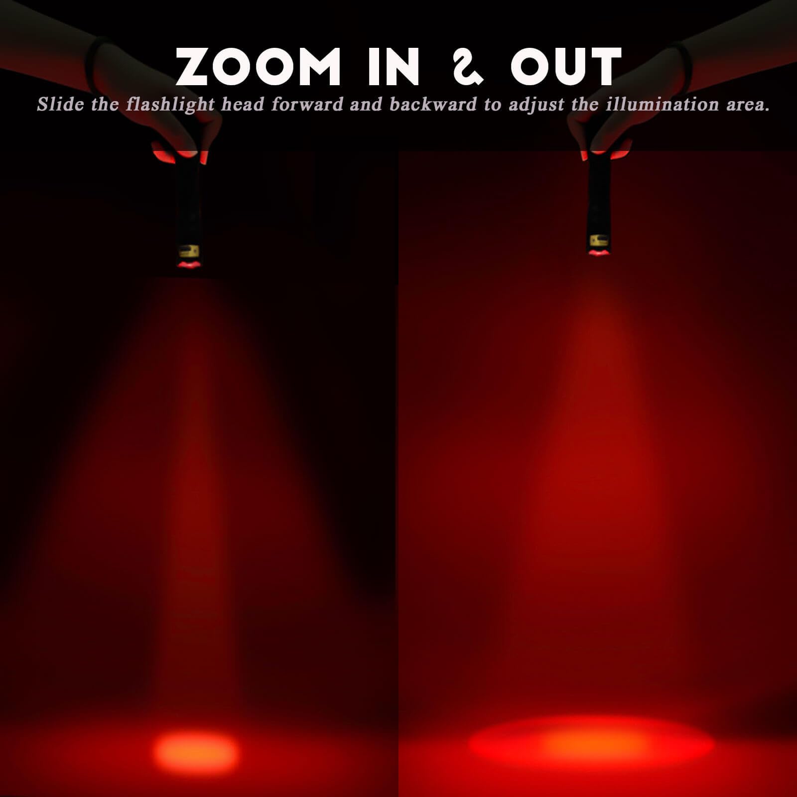 Metii  Red Flashlight, Bright White &High/Low Power Red Light Options With Memory, Zoom Lens, Portable Waterproof Led Small Torch For Aviation, Astronomy, Night Vision