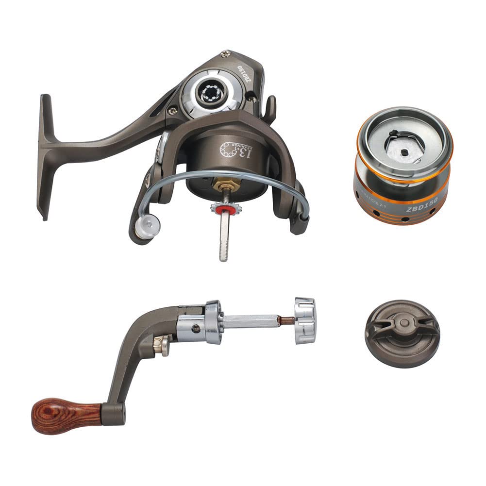 Gaderth Mini Spinning Reel, 5.2:1 Gear Metal Fishing Reel, 13+1Bb Powerful Spinning Fishing Reels With Interchangeable Handle, Small Compact Fishing Reel For Carp Bass Trout Fishing Mini 150