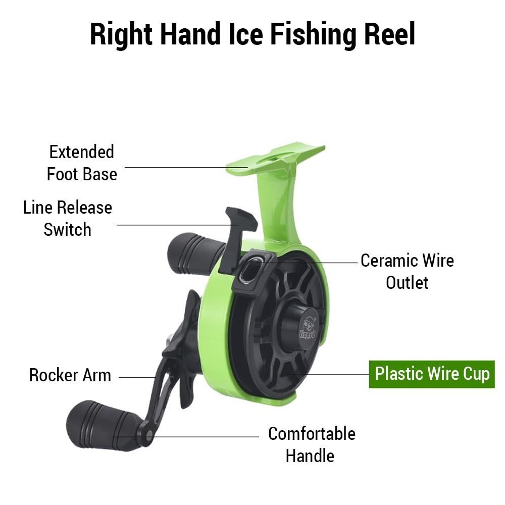 Lixada Wire Cup Ice Fishing Reel Plastic Line Speed Adjustable 2.8:1High Speed Ratio, Raft Fishing Wheel Lightweight Front Fishing Reel For Ice Fishing, Left/Right Hand