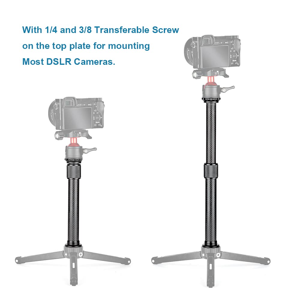 Xikurie Carbon Fiber Tripod Extension Two-Section Rod Central Column Extender Tube For Photo Studio Monopod Dslr Camera Microphone Stand