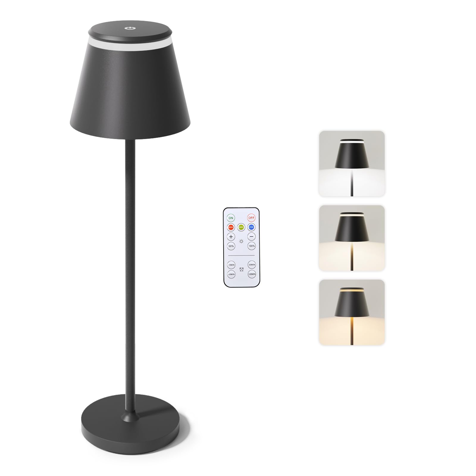 Neoglint 5000Mah Aluminum Rechargeable Cordless Table Lamp, Touch Control 3 Color Dimmable Battery Operated Lamp With Timer, Ip54 Waterproof Lamp For Outdoor Indoor Restaurant Bar Cafe Bedroom(1 Pack)