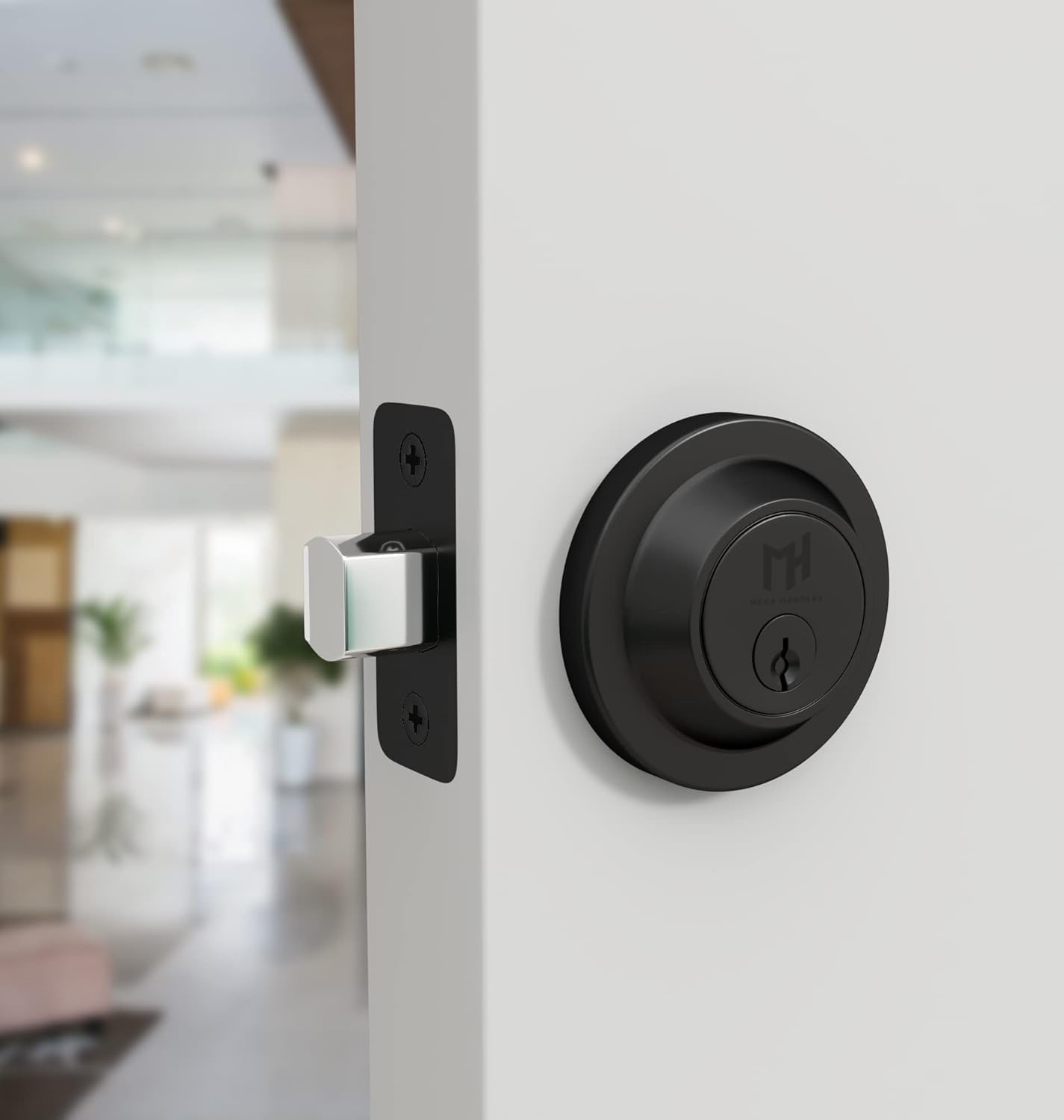 Mega Handles - Ralph Deadbolt I Entry Deadbolt Lock - Heavy Duty Round Locking Deadbolt For Left Or Right-Handed Doors - Interior/Exterior - Matte Black