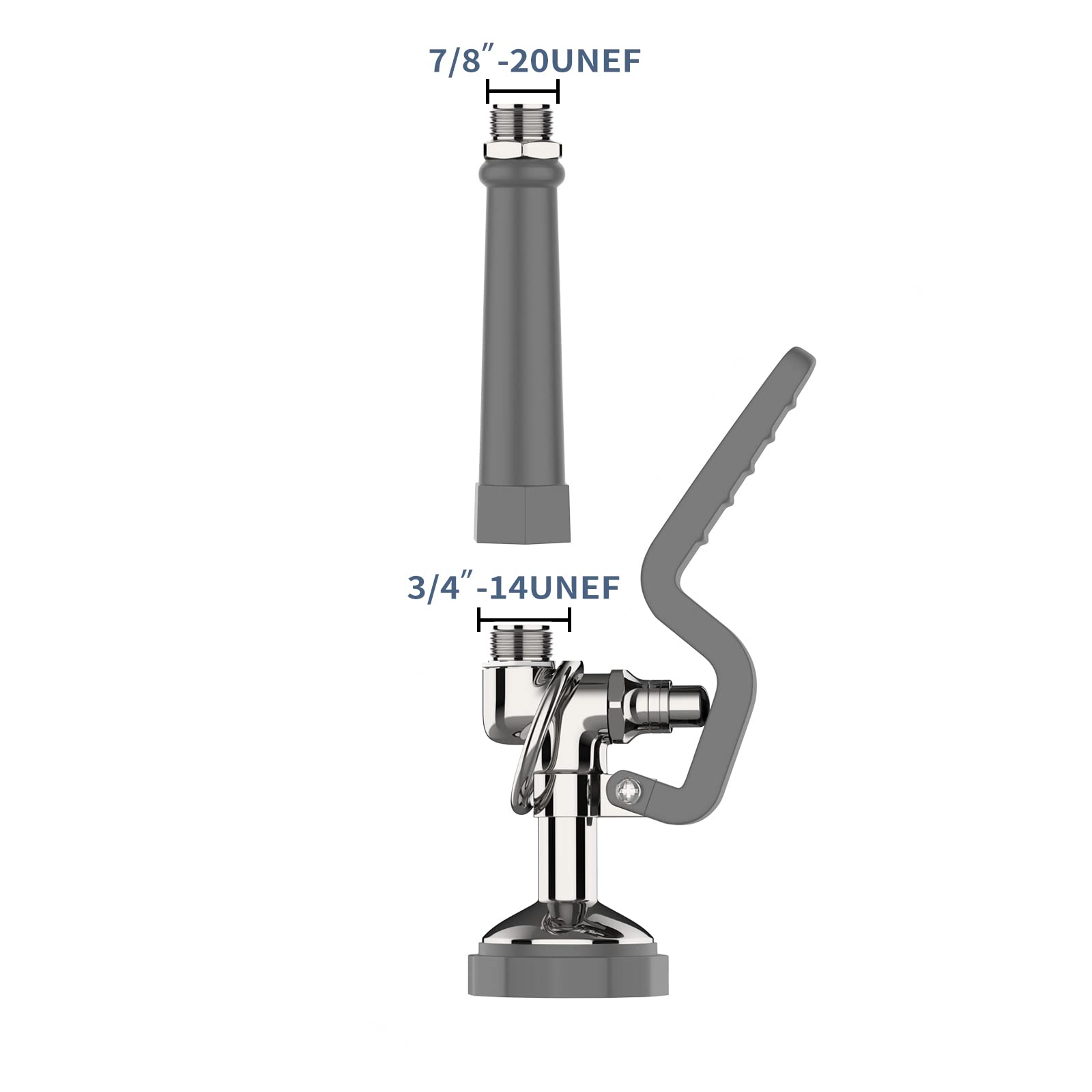 Fauaid Pre Rinse Sprayer Commercial Sink Sprayer Head,1.42Gpm Spray Valve Dish Sprayer Nozzle With Ergonomic Handle, Commercial Faucet Parts For Commercial Kitchen Sink,Chrome Finished（Gray）