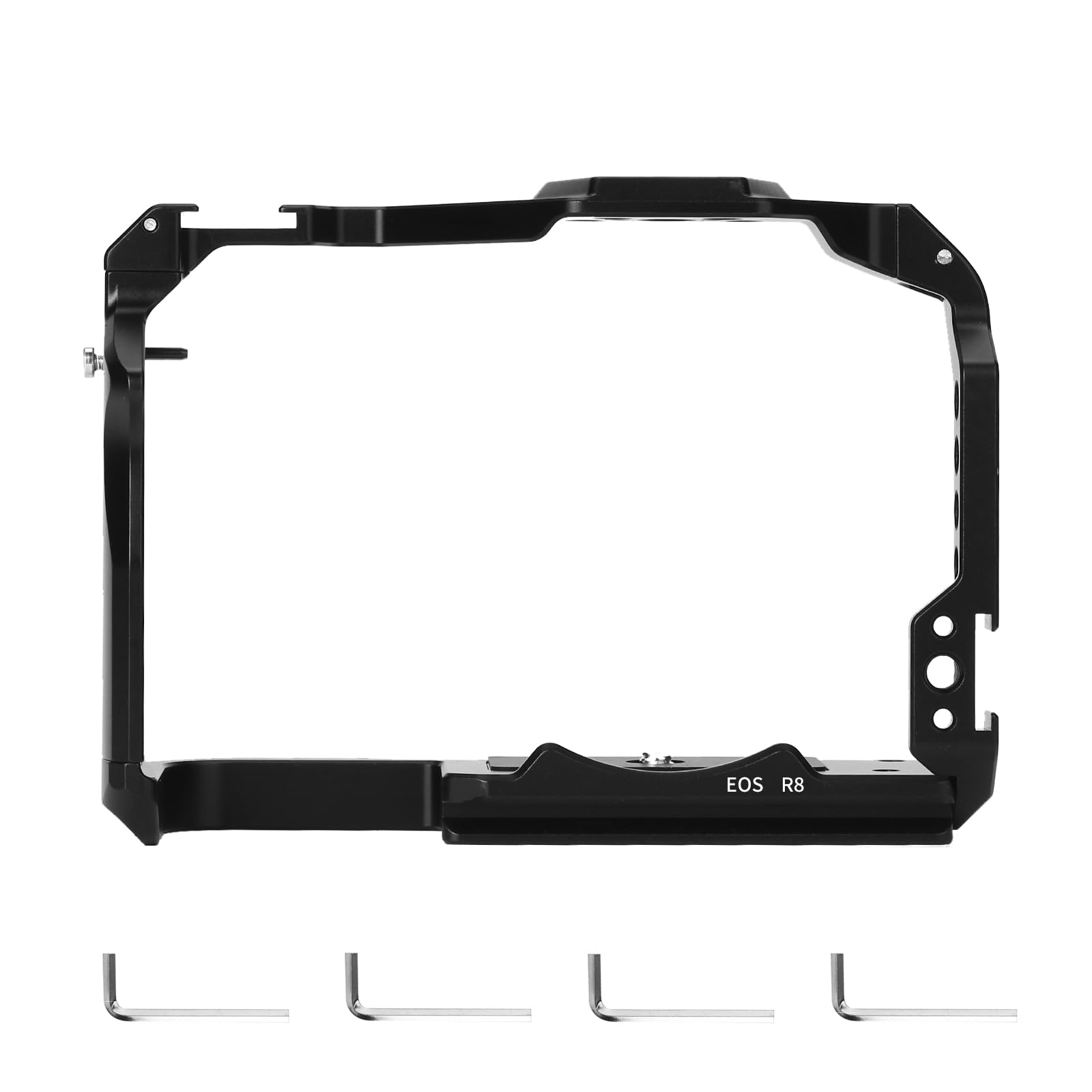 Fugasun Eos R8 Camera Cage, Eos R8 Cage With Wooden Camera Top Handle With 3 Cold Shoes To Mount Dslr Camera
