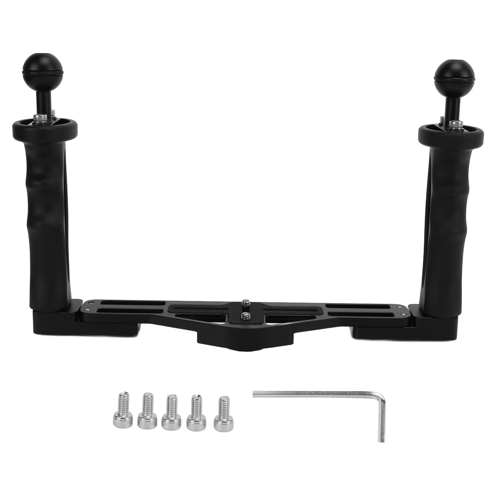 Beufee Handheld Stabilizer Tray Handle Grip, Aluminium Alloy Dual Handle Tray Stabilizer Rig Diving Underwater Camera Housing Case Tray Mount