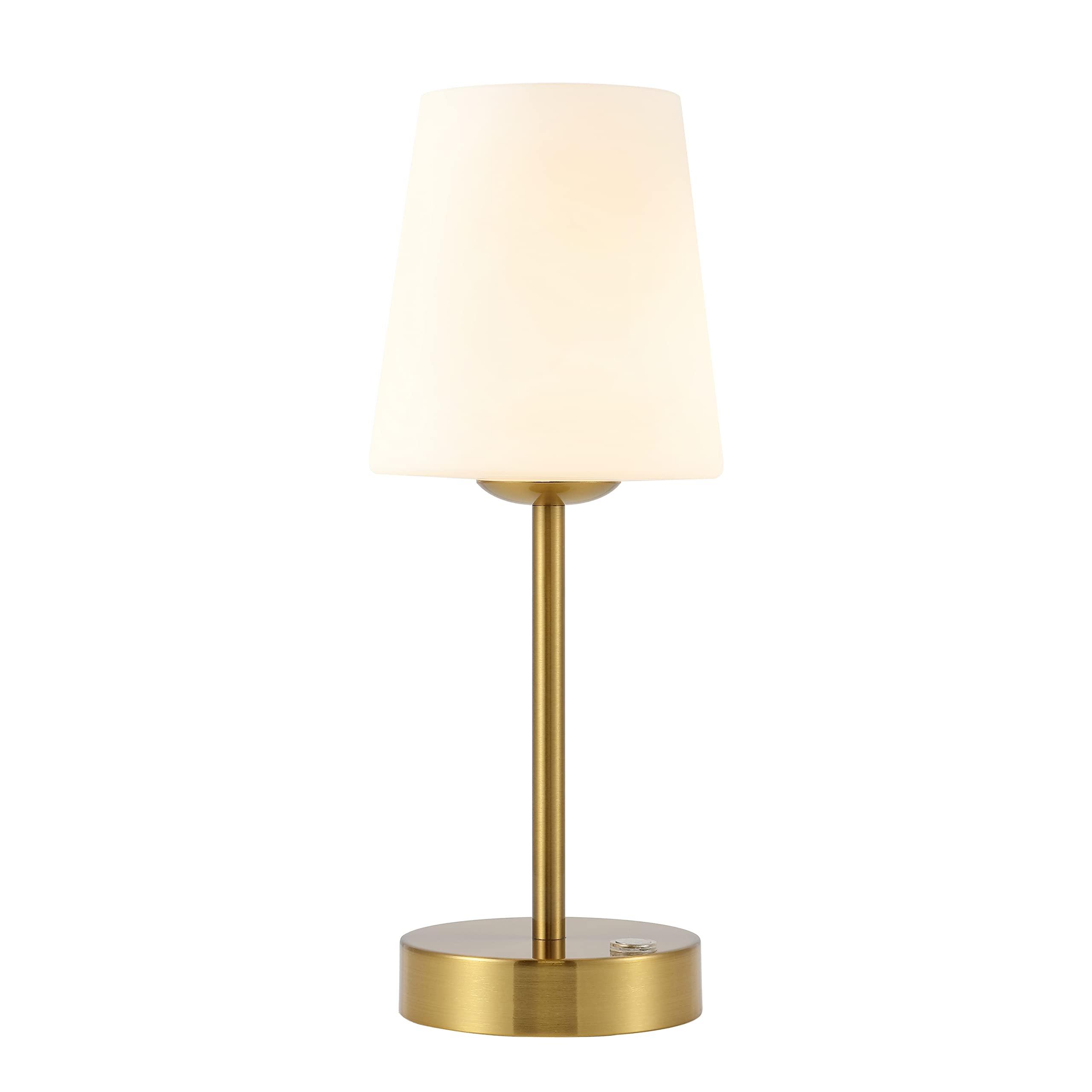 Jonathan Y Jyl7110C Carson 12.75" Modern Minimalist Iron Rechargeable Integrated Led Table Lamp Contemporary Bedside Desk Nightstand Lamp For Bedroom Living Room Office, Brass Gold/White