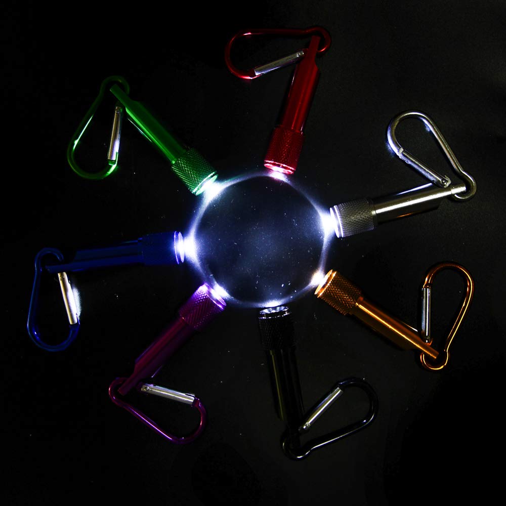 Proloso Mini Led Flashlight Keychains Portable Flashlight Keyring Carabiner Toys Bulk For Kids Party Favors Camping Hiking 15 Pcs