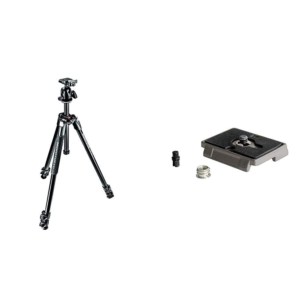 Manfrotto 290 Xtra Aluminum Tripod Kit With Ball Head (Mk290Xta3-Bhus) + Quick Release Plate With Special Adapter (200Pl), Black