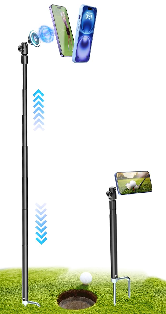 Kolasels Golf Monopod Selfie Stick With Magnetic Phone Holder Mount - 57" Metal Pole Golf Phone Holder For Record Swing, Putting, Golf Training Aid, Tripod For Iphone 16 15 Compatible With Magsafe