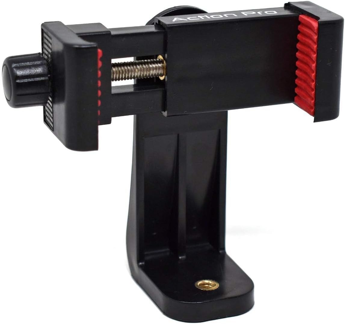 Action Pro Phone Holder/Vertical And Horizontal Tripod Mount Adapter Rotatable Bracket With 1/4 Inch Screw, Adjustable Clip For Iphone, Android Cell Phone, Selfie Stick, Camera Stand