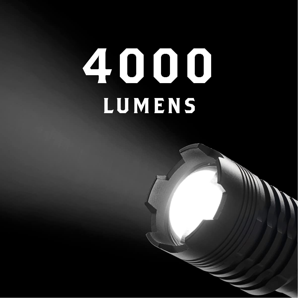 Scipio Tactical Rechargeable Led Flashlight - 4000 Lumens With Glass Breaker And Bright Light