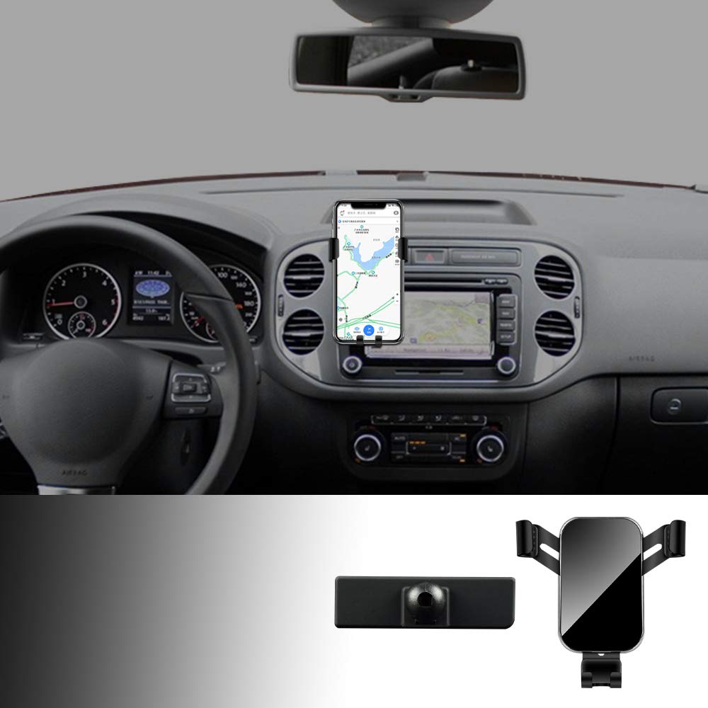 Kungkic Auto Universal Car Phone Holder Compatible With Volkswagen Vw Tiguan 2012 2013 2014 2015 2016 Air Vent Phone Mount Adjustable Car Phone Cradle Fit For 4-6.2 Inches Phone Iphone Samsung (Black)