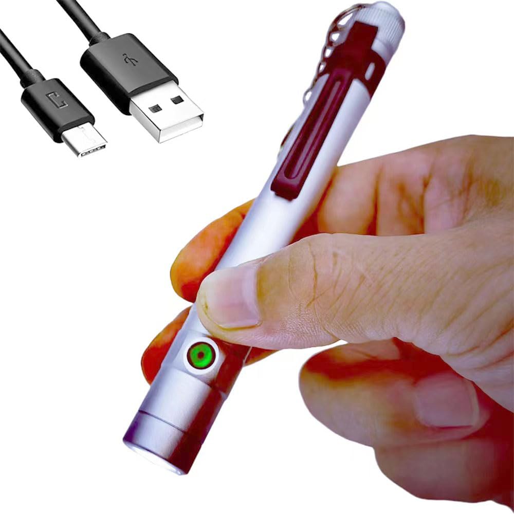 Nitefox Pen Light Rechargeable Edc Pocket Flashlight With Clip Diffuser,Bright 300 Lumens, Side Switch One-Hand Easy Use For Everyday Work,Emergency,Tight Spaces, Workers, Nurses Medical Use