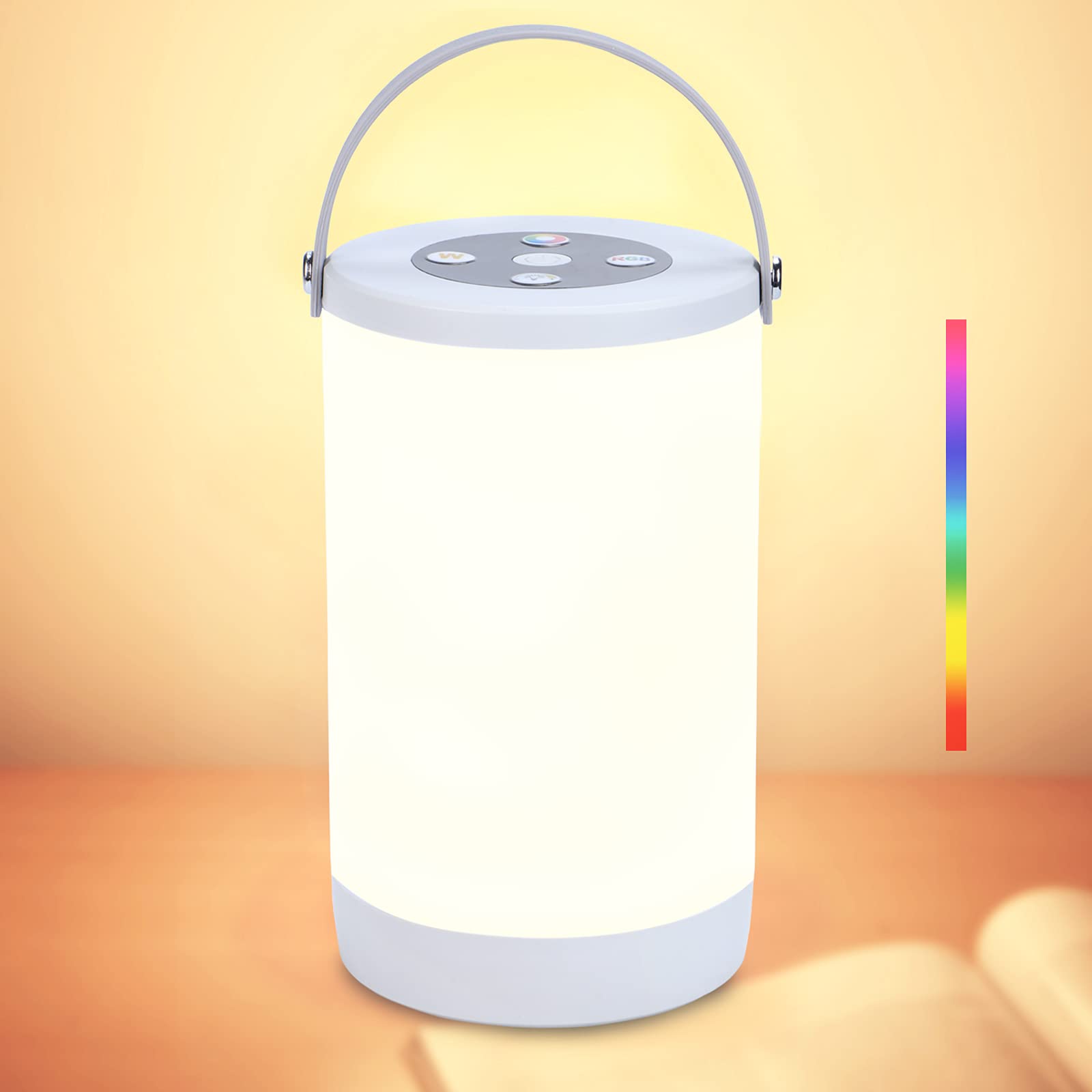 Vcuteka Cordless Table Lamps - Rechargeable Lantern Led Bedside Lamp With Warm White Color Change, Portable Hanging Night Light Touch Lamp For Bedroom Living Room