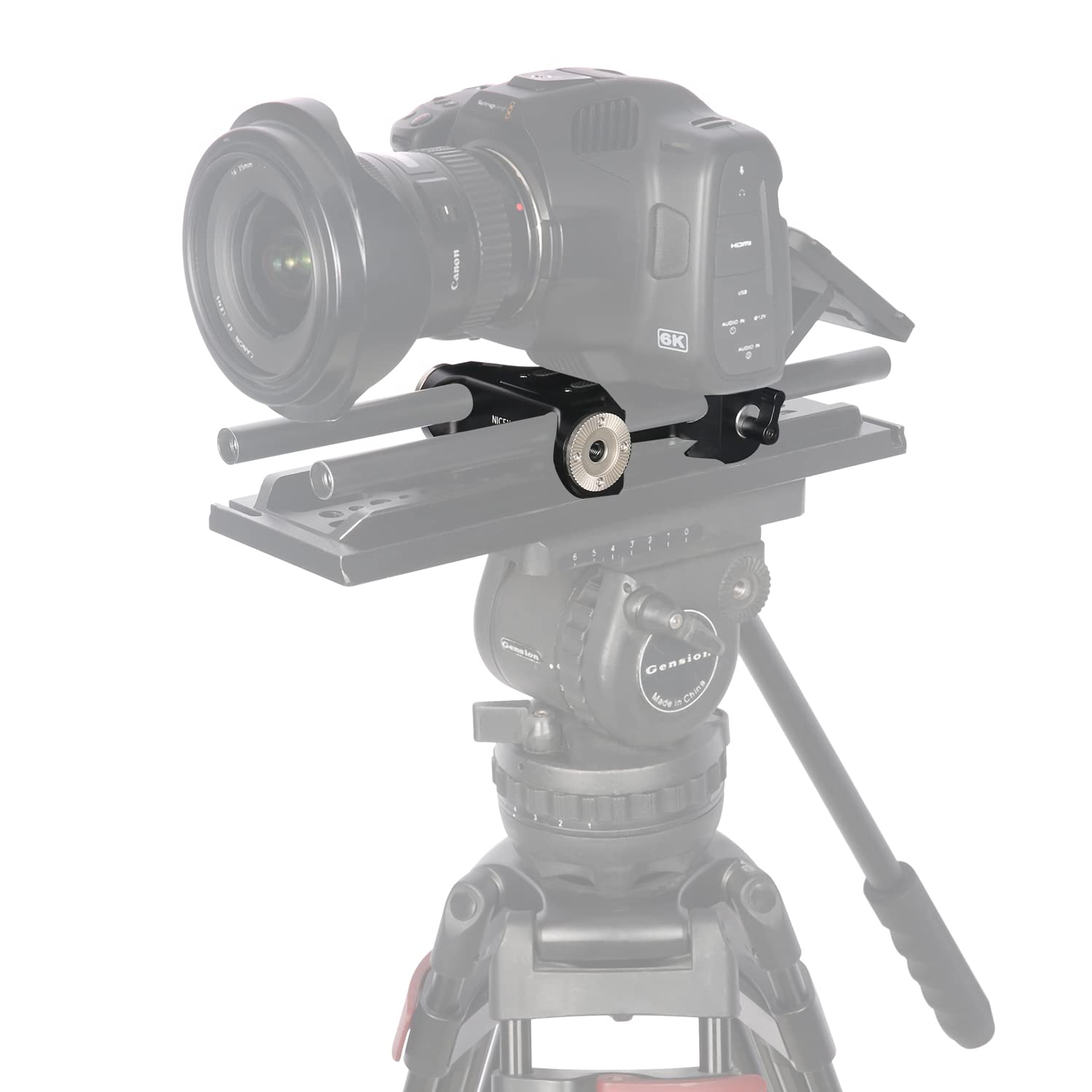 Niceyrig Rosette Mount 15Mm Rod Rail Baseplate With Dovetail Clamp For Arri Standard Bridge Plate, Applicable For Blackmagic Design Pocket Cinema Camera 6K Pro/6K G2, Cinema Camera, Camcorder - 512