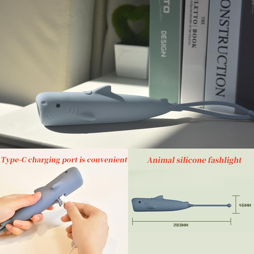Yzyoe  Rechargeable Led Flashlight, Cute Animal Shaped Silicone Flashlight, Comfortable Touch Lasting Press To Adjust Brightness Portable Outdoor Lighting Creative Light.