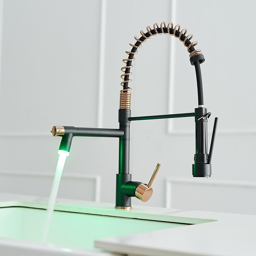 Overstock 2-Spout Single-Handle Kitchen Faucet With Led Light