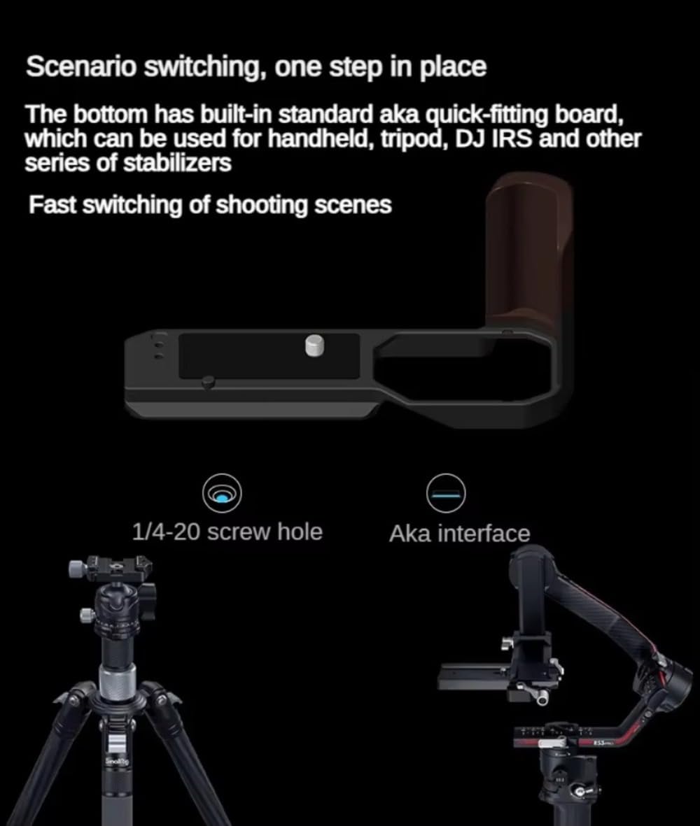 M-Remote Wooden Handle Special L-Shaped Board Is Suitable For Nikon Zf Camera Dslr Somehow Extend Accessories Arca Swiss Tripod (Silver)