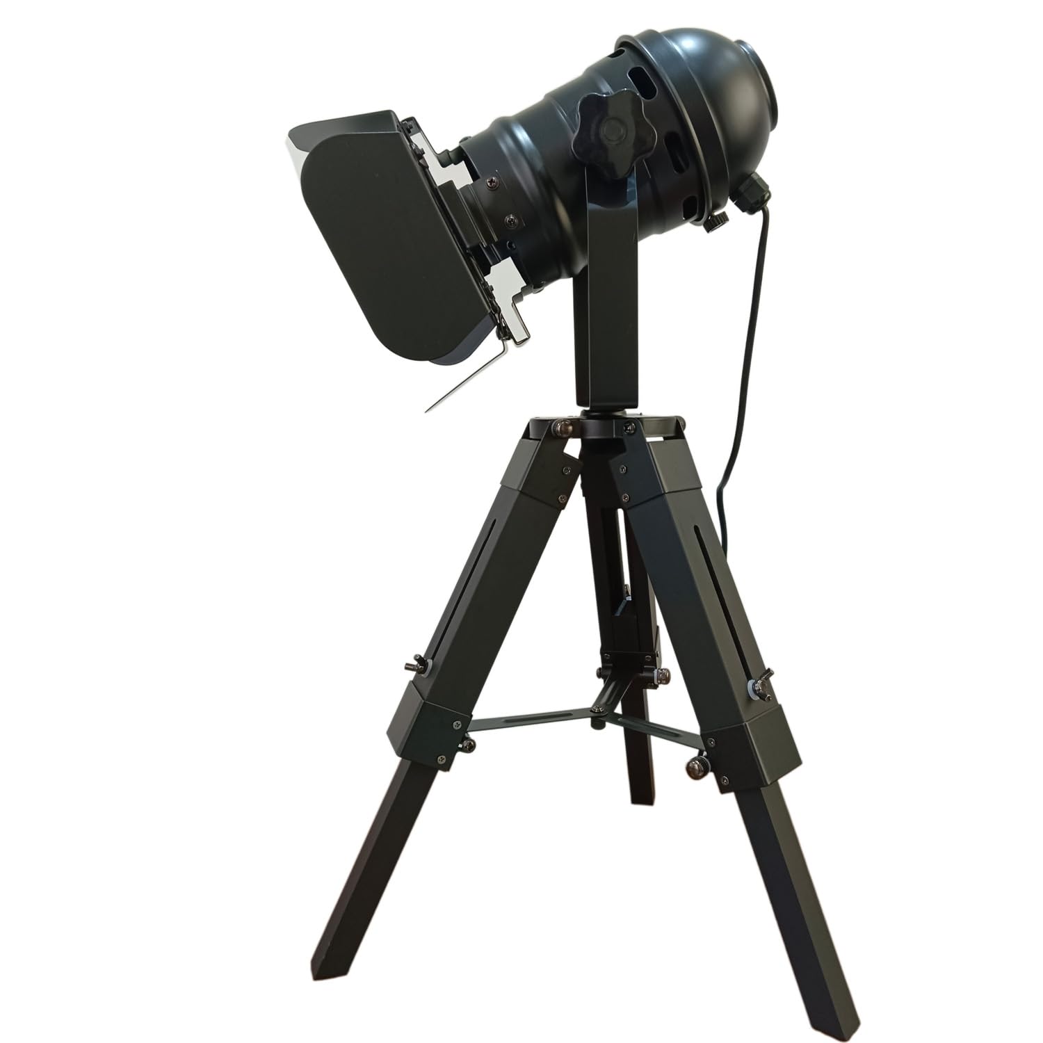 Xihome Vintage Black Retro Tripod Adjustable Table Lamp,Nautical Teatre Retro Spotlight,Industrial Decor Wooden Light Fixtures,Cinema Movie Props For Living Room Bedroom Office Bar Lighting,No Bulbs