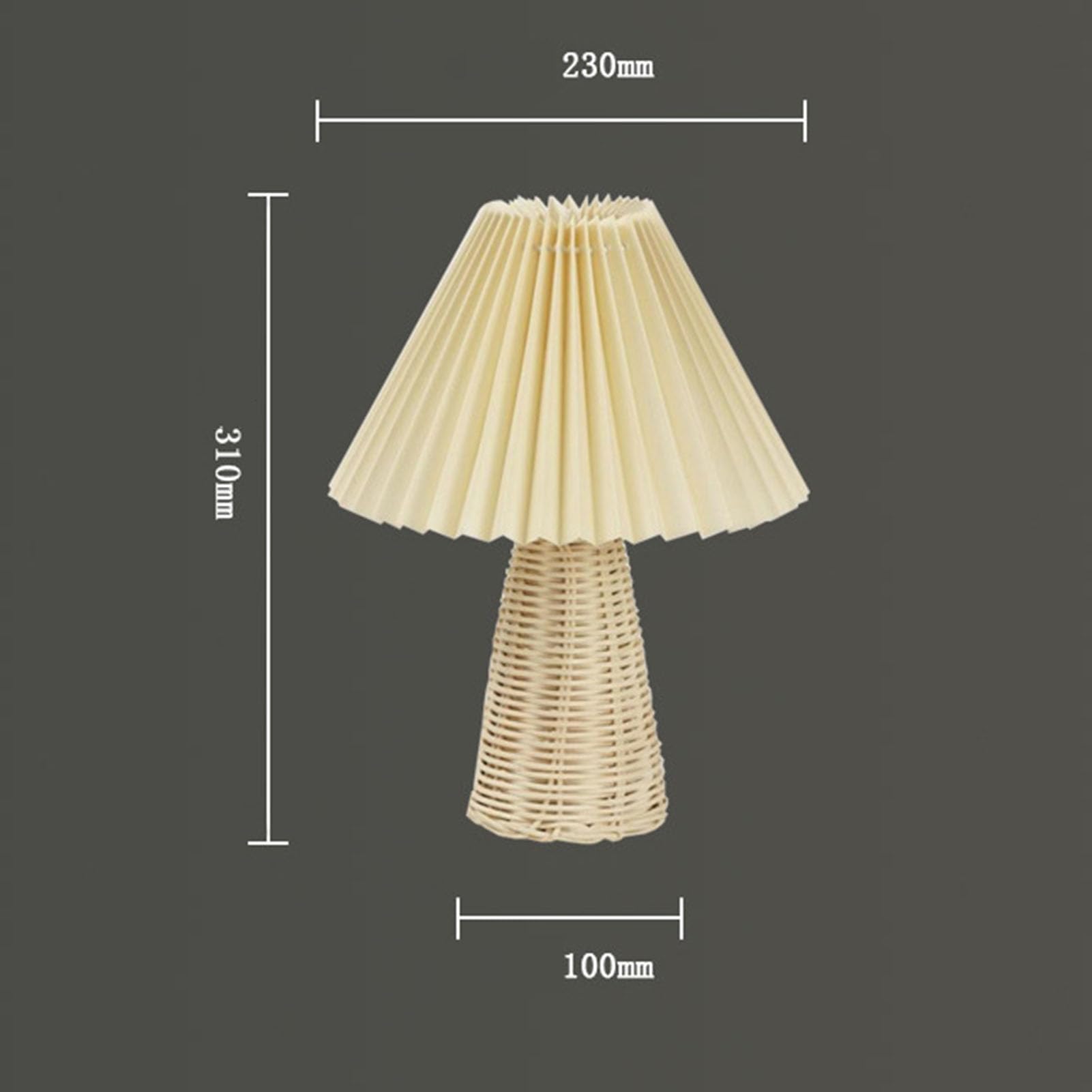 Shenruifa Pleated Table Lamp Bedside Night Lamp With Rattan Base Vintage Soft Warm Light For Bedroom Decoration