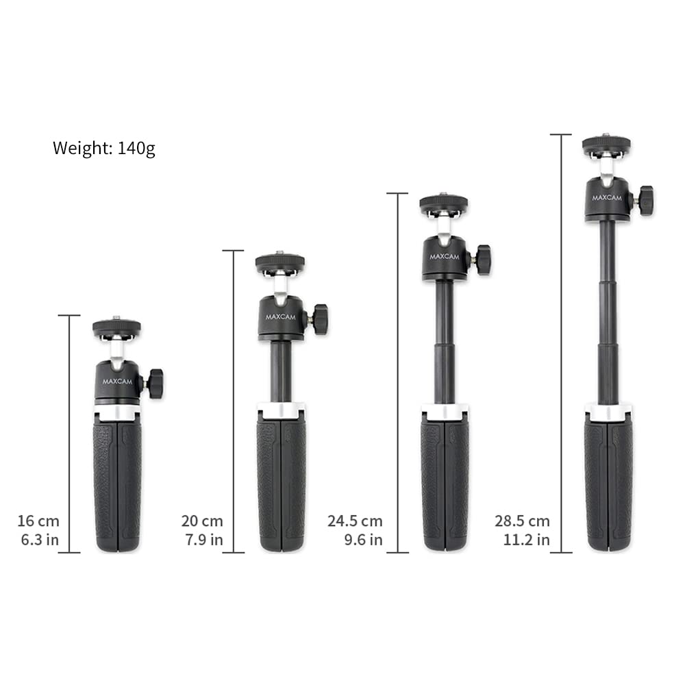 Maxcam Extension Pole Tripod, Mini Selfie Stick Tripod Stand Handle Grip For Webcam Iphone Samsung Smartphone Gopro Dji Pocket Canon Sony Cameras Vlogging