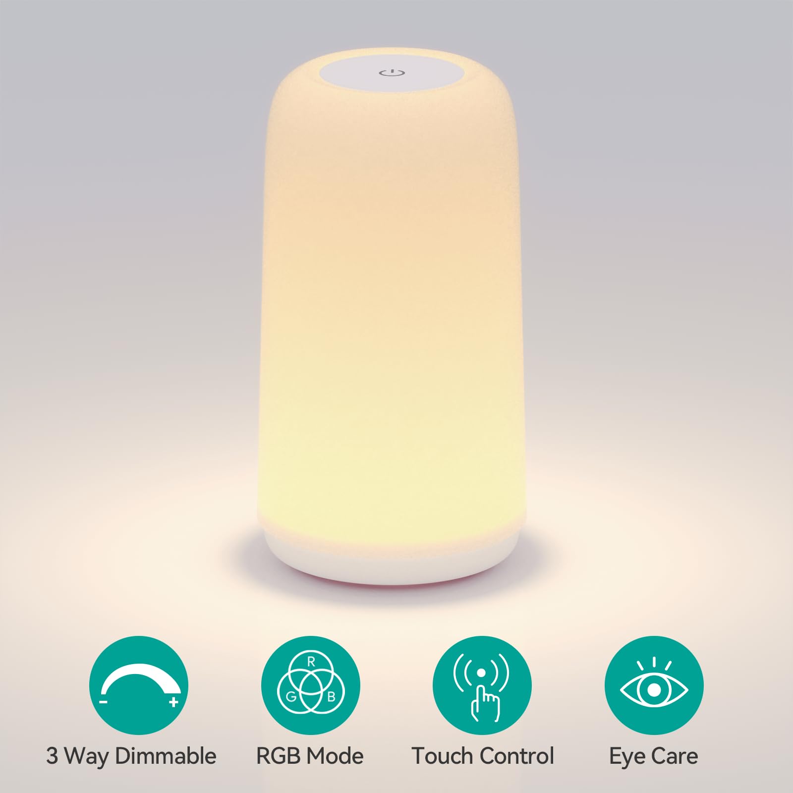 Famigreta Touch Table Lamp, Rgb Mode 3 Way Dimmable Led Lamp For Bedroom, Multi-Color Smart Nightstand Bedside Lamp For Living Room Home