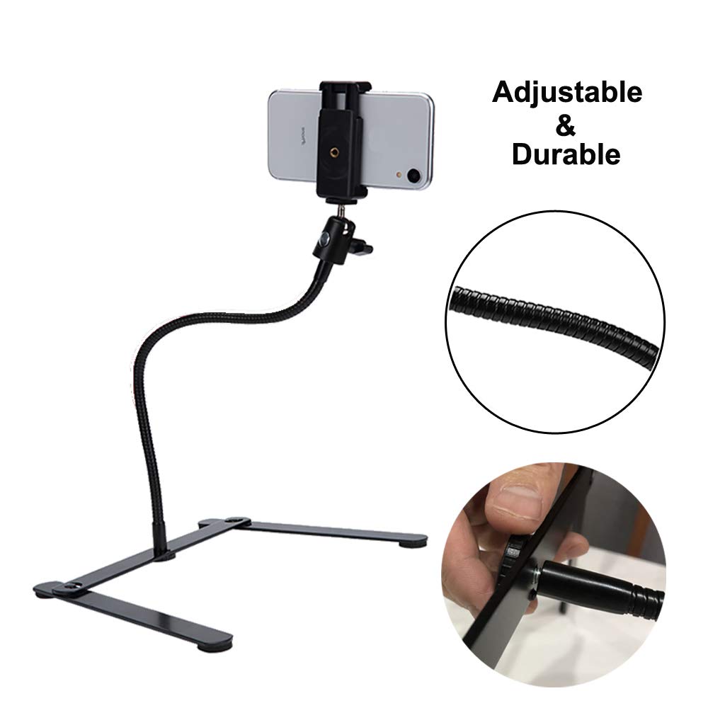 Aontoky Photo Copy Pico Projector Stand Overhead Tripod Video Stand Phone Mount Flexible Tabletop Stand For Live Streaming Video Recording Vlog Youtube Teaching Cooking Crafting Demo Drawing Recording