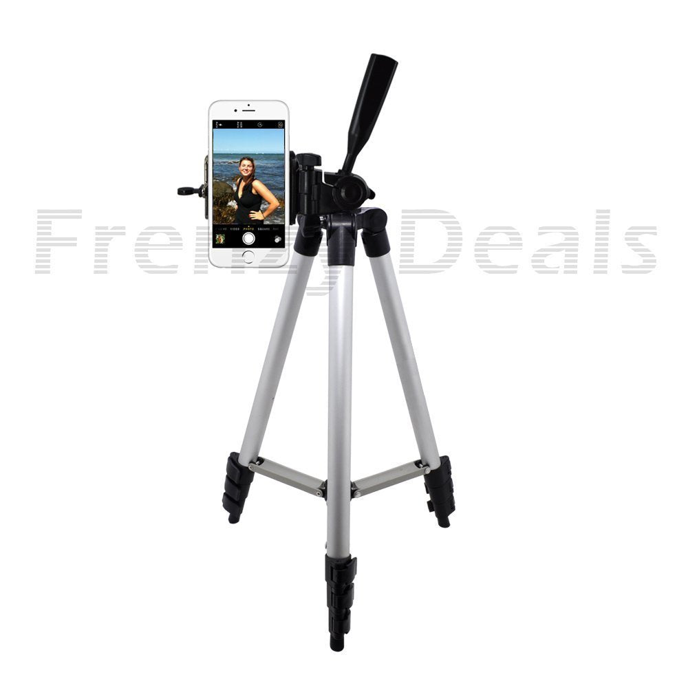 Frenzydeals 50A Inch Camera Tripod For All Smartphones, Phablets, Cameras & Camcorders + Water Resistant Carrying Case + Frenzy Deals Microfiber Cloth