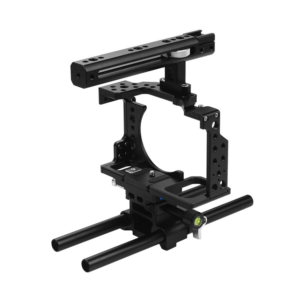 Andoer Camera Cage With Top Handle And 15Mm Rod Baseplate Kit, Video Film Movie Making Stabilizer With Cold Shoe Mount Cable Clamp Mounting Adapter For Sony A7Ii/A7Iii/A7Sii/A7M3/A7Rii/A7Riii Camera