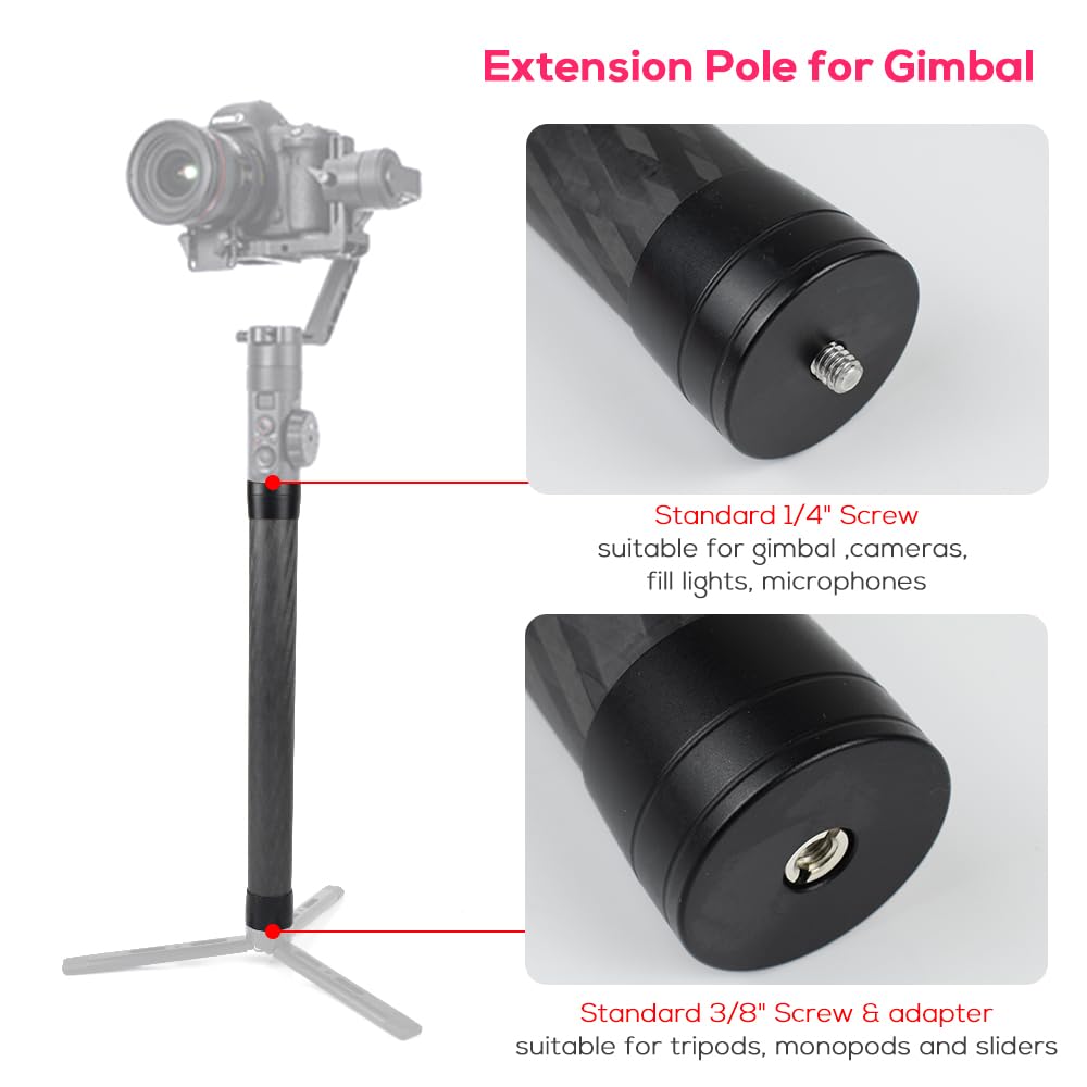 Eaxanpic Carbon Fiber Gimbal Extension Pole 13.4" Monopod Stick Rod For Dji Rs3 Mini/Rs3 Pro/Rs3/Rs2/Rsc2/Ronin S/Ronin Sc, Zhiyun Weebill S/Crane 2 3,Moza Feiyutech Stabilizer