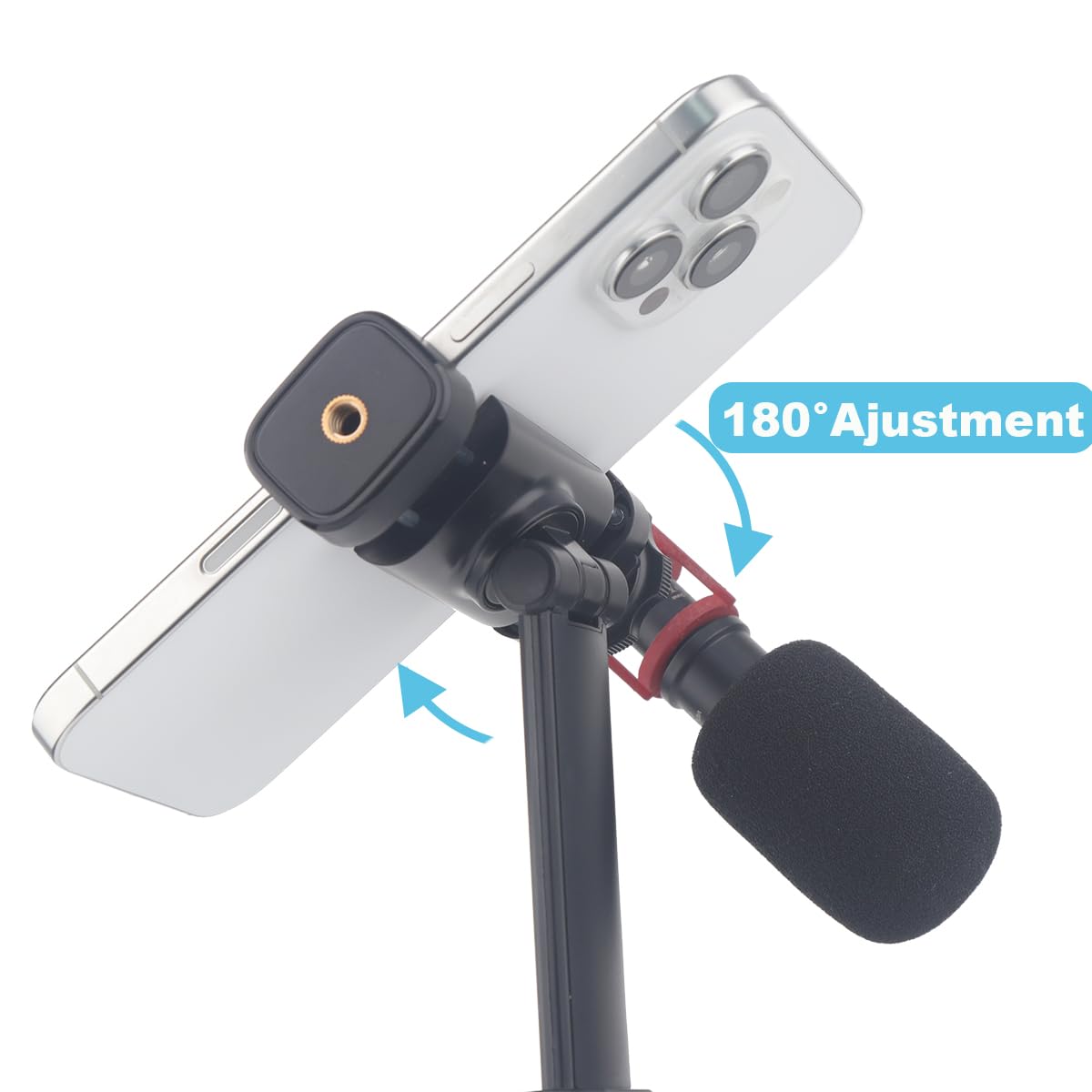 Rigdance 2Pcs Pack-Phone Tripod Mount With 1/4" Screw Thread, 360° Rotate 180° Tilt Phone Holder Adapter For Iphone, Tripod, Selfie Stick, Camera Stand