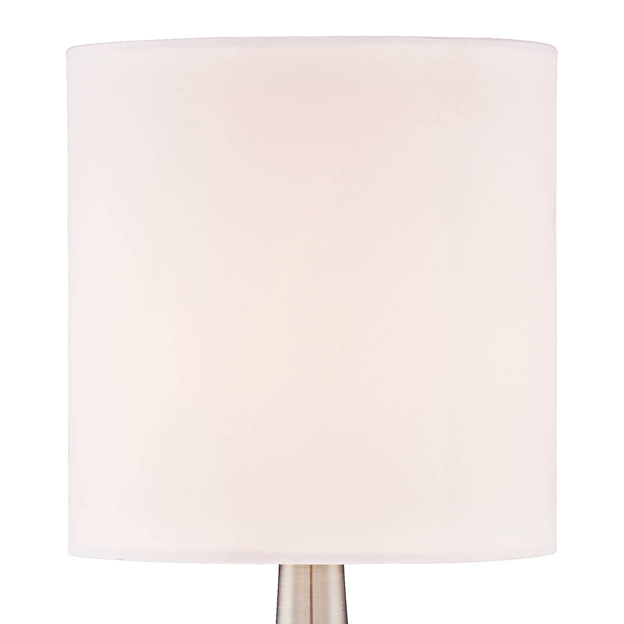 360 Lighting Zofia Modern Accent Table Lamps 13" Tall Set Of 2 Brushed Nickel Silver Tapered Metal Touch On Off White Fabric Drum Shade For Bedroom House Bedside Nightstand Office Entryway