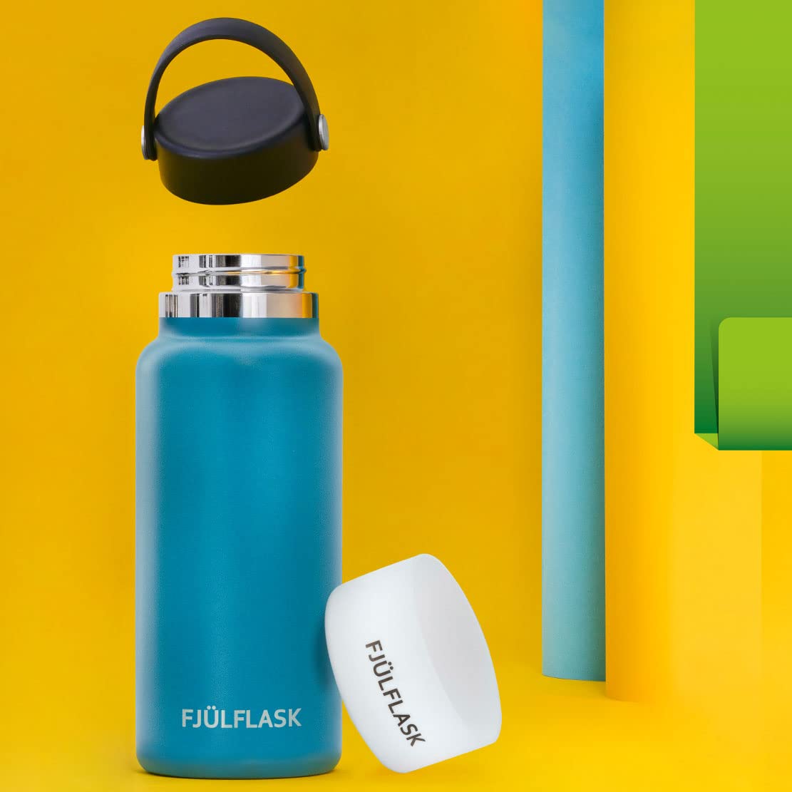 Fjulflask Vacuum Insulated Water Bottle 32Oz - Stainless Steel Thermo Mug - Wide Mouth Chug Lid Scr
