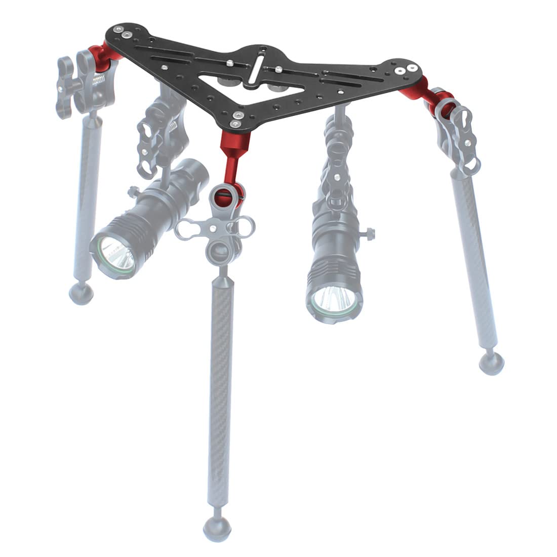 Novelgoal Aluminum Tripod Mount Dslr Diving Photo Triangular Gimbal Tray Rig Underwater Photography Holder (Red Ballhead Tray)