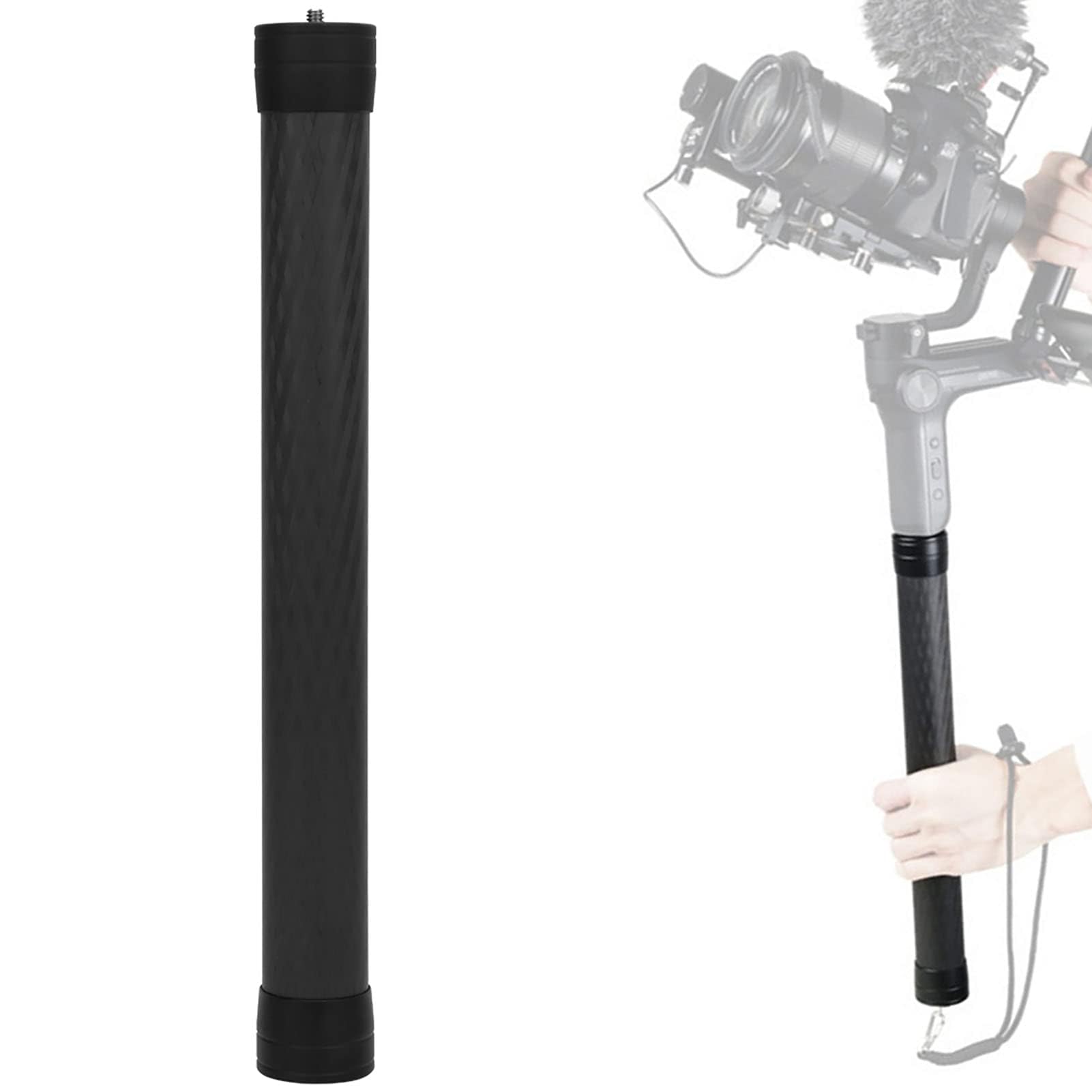 Jeozbm Carbon Fiber Extension Pole, 13.8In Stabilizer Extension Bar, 1/4" Screw Universal Monopod Rod Compatible With Ronin S Stabilizer