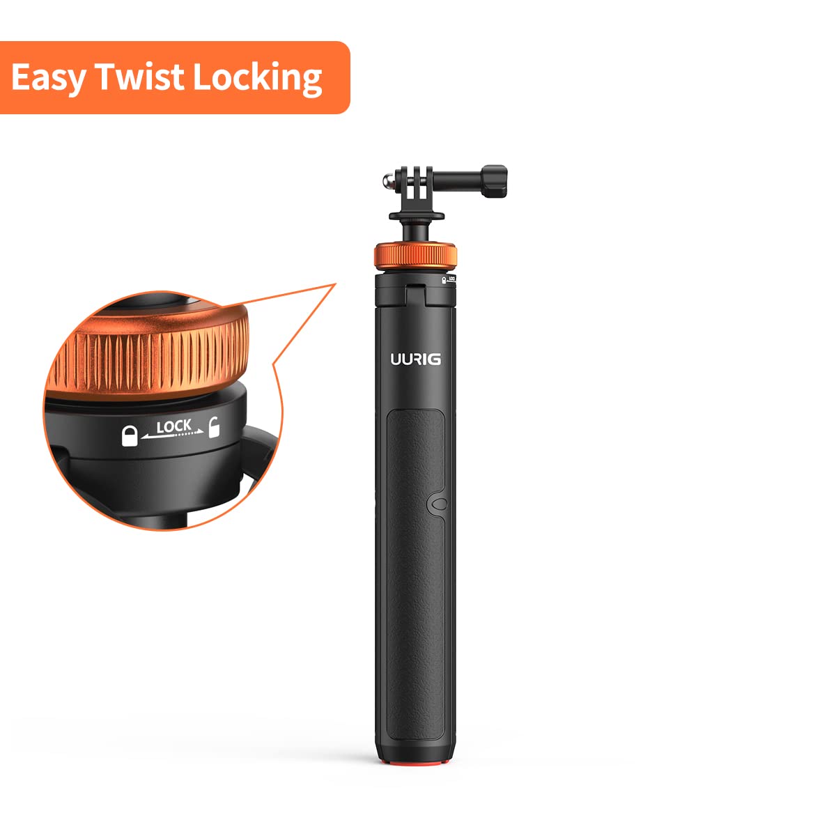 Vrig Select Uurig Telescopic Selfie Stick Long With Tripod, Waterproof Hand Grip, For Insta360 Gopro Hero 10 9 8 7 6 5 4 3 2, Fusion, Max, Session, Akaso, Sjcam, Dji Osmo Gopro
